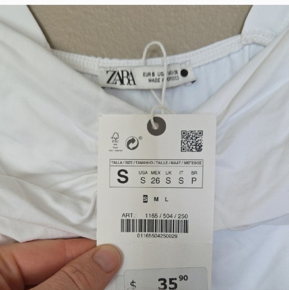 NWT Zara White Bodysuit With Ruched Twist Bust Size S - Picture 2 of 2